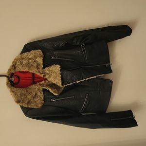 Free People Moto Leather Jacket Faux Fur
